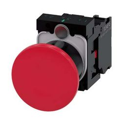 Vész-nyomó komplett műanyag d22 piros gomba 1ny csavaros kerek IP67/IP69K SIRIUS ACT SIEMENS - 3SU1100-1BA20-1CA0