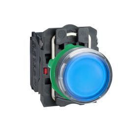 Nyomógomb komplett műa. d22 világító kék lapos visszaugró 1z 1ny csavaros Harmony XB5 Schneider - XB5AW36B5
