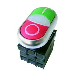 Nyomógomb komplett műa. d22 világító piros/zöld lapos visszaugró M22-DDL-GR-X1/X0/K11/230-W EATON - 216509