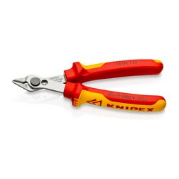 Elektronikai oldalcsípő fogó 54HRC max.d1,6/1mm piros-sárga normál 125mm 1000V Super Knips KNIPEX - 7806125