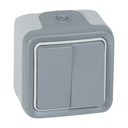 Plexo 106+6 kettős váltókapcsoló betét komplett házban szürke falonkívüli IP55 2- LEGRAND - 069715
