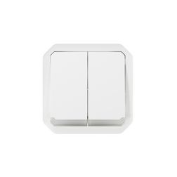 Plexo55 106+6 kettős váltókapcsoló betét fehér rugós IP55 cserélhető LED tájékozódás LEGRAND - 069626L