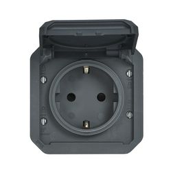 Plexo55 162 dugalj földelt csapófedéllel antracit IP55 süllyesztett csavaros LEGRAND - 069839L