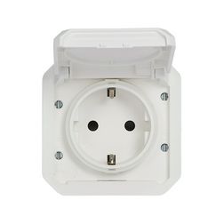 Plexo55 162 dugalj földelt csapófedéllel fehér IP55 süllyesztett csavaros LEGRAND - 069639L