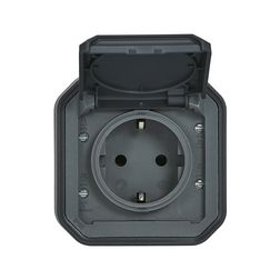 Plexo55 162 dugalj földelt csapófedéllel antracit IP55 falonkívüli rugós LEGRAND - 069799L