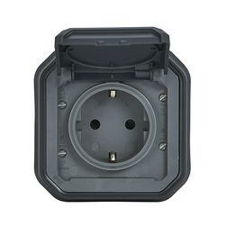 Plexo55 162 dugalj földelt csapófedéllel antracit IP55 süllyesztett csavaros LEGRAND - 069859L