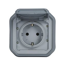 Plexo55 162 dugalj földelt csapófedéllel szürke IP55 süllyesztett csavaros LEGRAND - 069833L