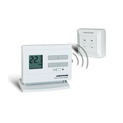 RF szobatermosztát LCD (2xAA1,5V-elemes) +868MHz vevő 5°C- 40°C elem falonkívüli  fűtés QUANTRAX - Q3RF