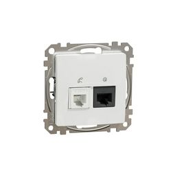SednaÚj adatcsatlakozó betét közp. fedéllel RJ45/RJ11 Cat6 műanyag fehér Schneider - SDD111468