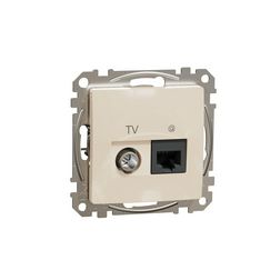 SednaÚj TV 1xKoax 1xRJ45 kezeletlen fényes bézs csavaros Cat6 Schneider - SDD112469T