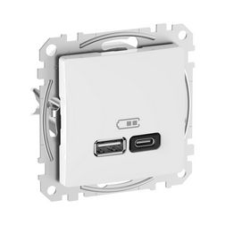 SednaÚj USB töltőaljzat A+C 2-ki 45W 3000mA/ 5V süllyesztett fehér IP20 Schneider - SDD111404