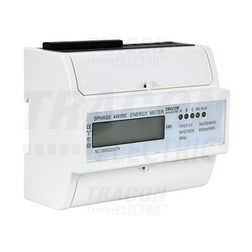 Sorolható fogyasztásmérő 3F LCD impulzusadós 100A direkt elektronikus 400V/ 4-vezetékes 7M TRACON - TVOF37