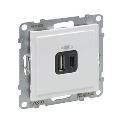 Suno USB töltőaljzat A+C 3000mA/ 5V süllyesztett fehér IP20 LEGRAND - 721130