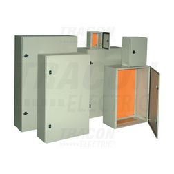 Szekrény fali teli ajtós acél szerelőlappal 400mm 400mmx 200mmx IP55 szürke TRACON - TFE404020