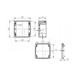 Szerelő/készülékdoboz poliészter falonkívüli műanyag 160mm x 160mm 90mm CSP 161609 Csatári Plast - CSP10161609