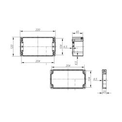 Szerelő/készülékdoboz poliészter falonkívüli műanyag 220mm x 120mm 90mm CSP 122209 Csatári Plast - CSP10122209