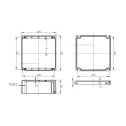 Szerelő/készülékdoboz poliészter falonkívüli műanyag 250mm x 250mm 120mm CSP 252512 Csatári Plast - CSP10252512