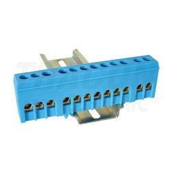 Szigetelt N-sín 6x9mm 12x2,5-16mm2 kék 63A réz kezeletlen TRACON - NPE-ZB