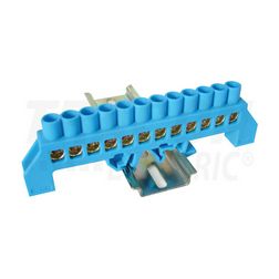 Szigetelt N-sín 8x12mm 12x4-35mm2 kék 100A sárgaréz kezeletlen TRACON - NPE-B8-12