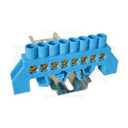 Szigetelt N-sín 8x12mm 8x4-35mm2 kék 100A sárgaréz kezeletlen TRACON - NPE-B8-8
