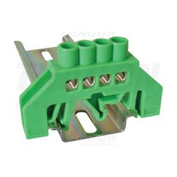 Szigetelt PE-sín 6x9mm 4x2,5-16mm2 zöld 63A sárgaréz kezeletlen TRACON - NPE-G6-4