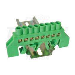 Szigetelt PE-sín 6x9mm 8x2,5-16mm2 zöld 63A sárgaréz kezeletlen TRACON - NPE-G6-8