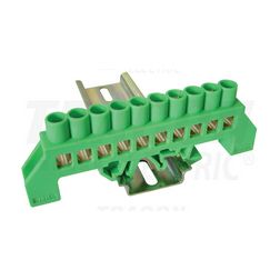 Szigetelt PE-sín 8x12mm 10x4-35mm2 zöld 100A sárgaréz kezeletlen TRACON - NPE-G8-10