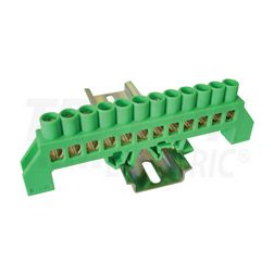 Szigetelt PE-sín 8x12mm 12x4-35mm2 zöld 100A sárgaréz kezeletlen TRACON - NPE-G8-12