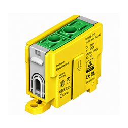 Univerzális sorkapocs PE zöld-sárga 16-95mm2Cu/Alu 1P csavaros kalapsínre UKN95-1PE Pollmann - 2090156