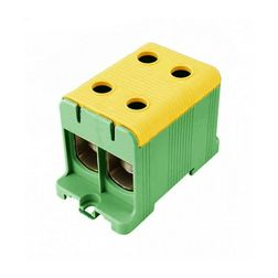 Univerzális sorkapocs PE zöld-sárga 35-150mm2Cu/Alu 1P csavaros kalapsínre UK 150/2 PE Pollmann - 2090212