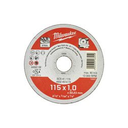 Vágókorong fémhez vékony 115mm-átmérő 1mm 22.2mm-furat fémhez SCS41/115x22x1 Milwaukee - 4932451474