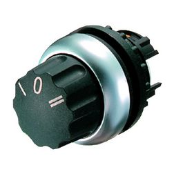 Választókapcsoló fej műanyag d22 I-0-II forgatógomb 3-állású reteszelt fekete kerek M22-WR3 EATON - 216863