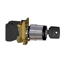 Választókapcsoló komplett fém d22 2-állású 1-z kulcsos fekete reteszelt Harmony XB4 Schneider - XB4BG21