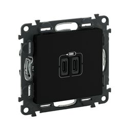ValenaLife USB töltőaljzat C+C 2/ki 3000mA-max. 5V süllyesztett fekete LEGRAND - 756307