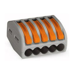 Vezetékösszekötő oldható 32A/400V leágazás 5x 0.8-4mm2 szürke WAGO - 222-415