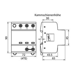 Villámáram-levezető kombi DEHNshield 3P T1+T2 TNC 230V/AC 4M DSH TNC 255 DEHN - 941300