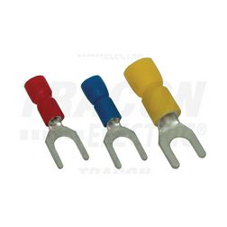Villás saru 1,5mm2 6M/csavar villás-alakú PVC piros réz ónozott TRACON - PV6