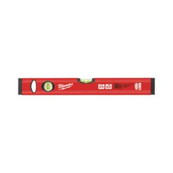 Vízmérték mágneses keskeny ütés-/UV-álló műanyag 400mm x 2-libellával SlimBox Milwaukee - 4932464854
