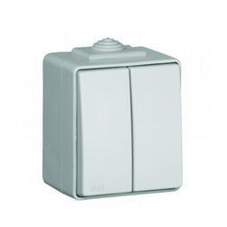 Waterproof48 106+6 kettős váltókapcsoló betét komplett házban fehér falonkívüli rugós Elko EP - 8101CBR