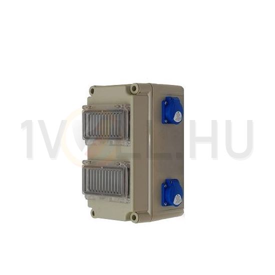 12M dugaszoló elosztó 12M 2x16A2P+E/230V kismegszakító műanyag fali PVT1530ÁK2x6–1D Csatári Plast - CSP31104011