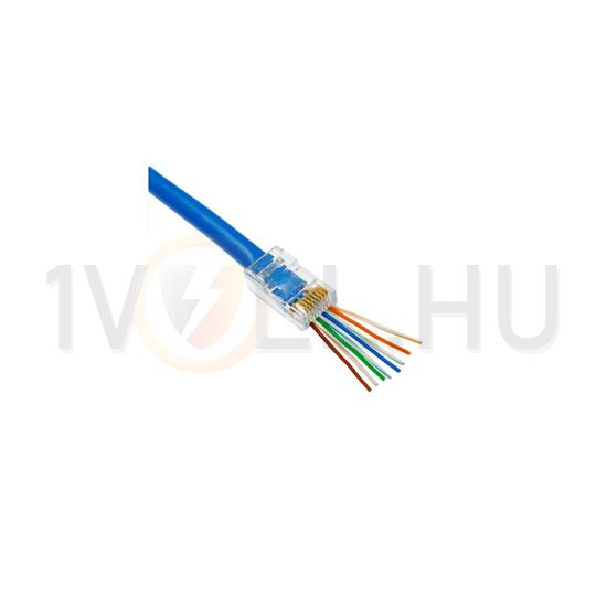 Adatcsatlakozó dugó átmenő RJ45 UTP Ca6e kábelre ÉpületIntelligencia EZ-CAT6-B12UTP - -RJ45UTPCAT6AÁT