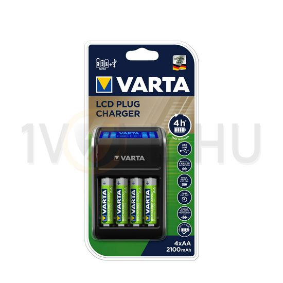 Akkumulátortöltő AA (ceruza/AAA (mikro) LCD-kijelző +4db 2100mAh AA  Plug LCD VARTA - 57687101441