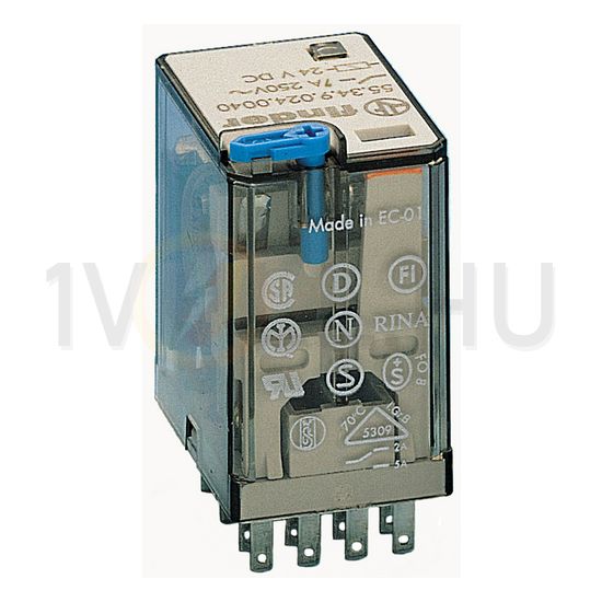 Általános célú relé 7A 4-v dugaszolós 12VDC monostabil IP20 55.34.9.012.0040 FINDER - 553490120040