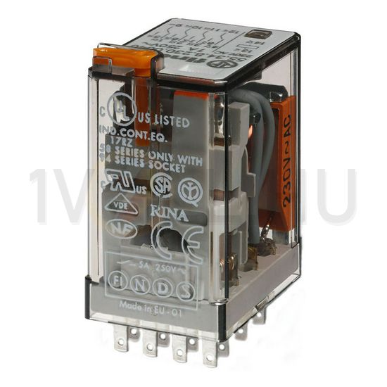Általános célú relé 7A 4-v dugaszolós 24VAC monostabil IP20 55.34.8.024.0040 FINDER - 553480240040