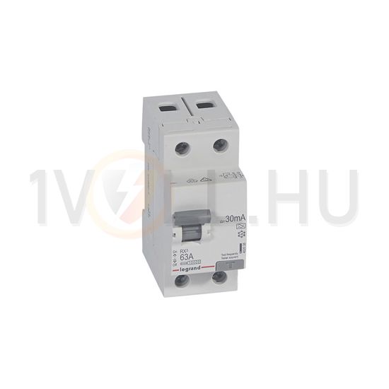 Áram-védőkapcsoló (Fi-relé) analóg 1P+N 63A 30mA A-típus 10kA RX3 LEGRAND - 402038