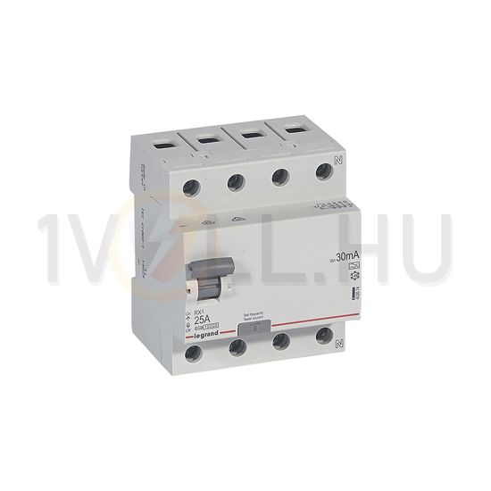 Áram-védőkapcsoló (Fi-relé) analóg 3P+N 25A 30mA A-típus 10kA RX3 LEGRAND - 402074