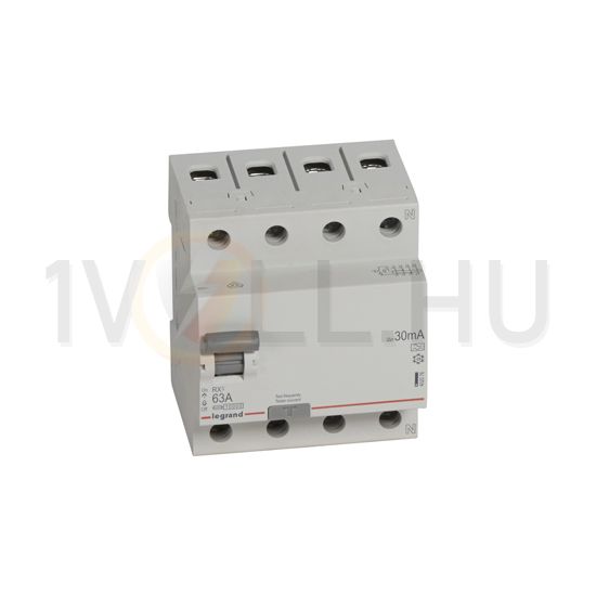 Áram-védőkapcsoló (Fi-relé) analóg 3P+N 63A 30mA A-típus 10kA RX3 LEGRAND - 402076