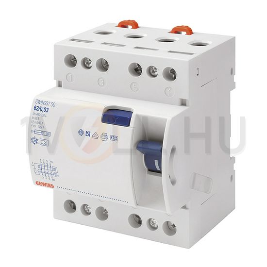 Áram-védőkapcsoló (Fi-relé) analóg 4P 80A 30mA AC-típus 6kA 90RCD SD GEWISS - GW94761K
