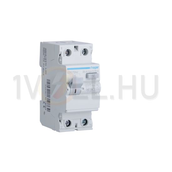 Áram-védőkapcsoló (Fi-relé) analóg 2P 25A 30mA AC-típus 6kA CDC Hager - CDC724J