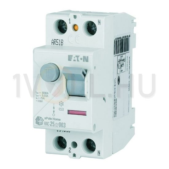Áram-védőkapcsoló (Fi-relé) analóg 2P 25A 30mA AC-típus 6kA HNC-25/2/003 xPole Home EATON - 194690